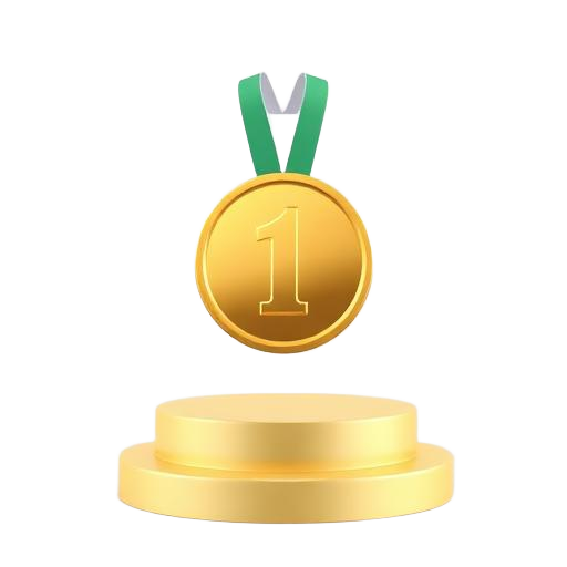 Gold medal on podium